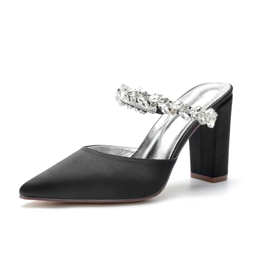 Miyoopark Damen Hochzeits Sandalen Rückenfrei Abend Pantoletten Schuhe M633 Schwarz EU 38 von Miyoopark