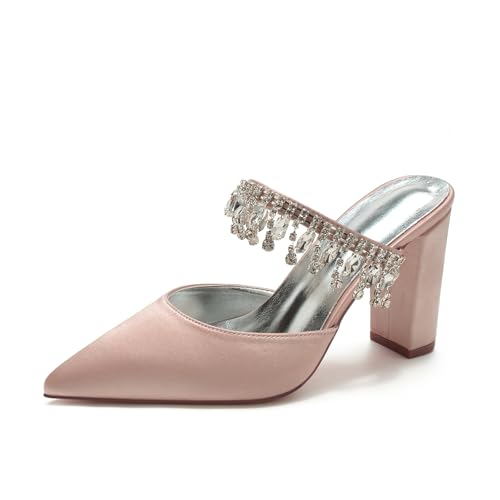 Miyoopark Damen Hochzeits Sandalen Rückenfrei Abend Pantoletten Schuhe M634 Altrosa EU 40.5 von Miyoopark