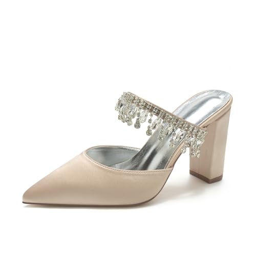 Miyoopark Damen Hochzeits Sandalen Rückenfrei Abend Pantoletten Schuhe M634 Champagner EU 42 von Miyoopark