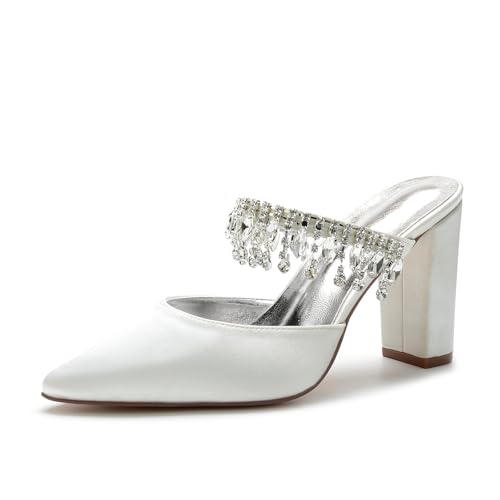 Miyoopark Damen Hochzeits Sandalen Rückenfrei Abend Pantoletten Schuhe M634 Elfenbein EU 41.5 von Miyoopark