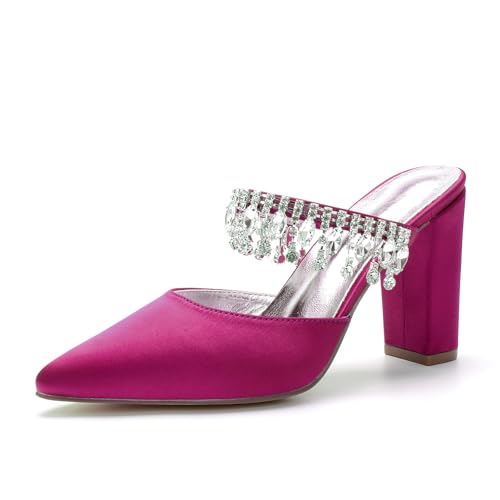 Miyoopark Damen Hochzeits Sandalen Rückenfrei Abend Pantoletten Schuhe M634 Fuchsia EU 42.5 von Miyoopark