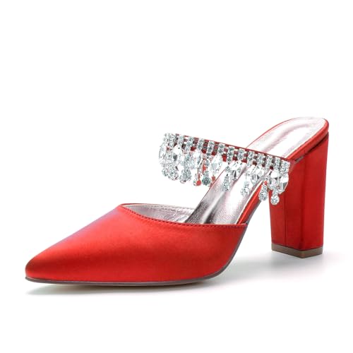 Miyoopark Damen Hochzeits Sandalen Rückenfrei Abend Pantoletten Schuhe M634 Rot EU 35 von Miyoopark