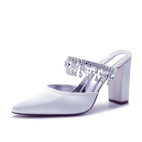 Miyoopark Damen Hochzeits Sandalen Rückenfrei Abend Pantoletten Schuhe M634 Weiß EU 36.5 von Miyoopark