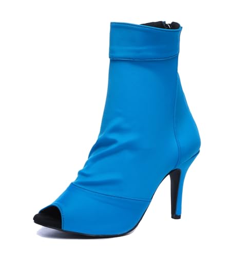 Miyoopark Damen Latein Tanz Schuhe Offene Abend Party Stiefel Sandalen L565 Hellblau 8.5cm Absatz EU 38.5 von Miyoopark