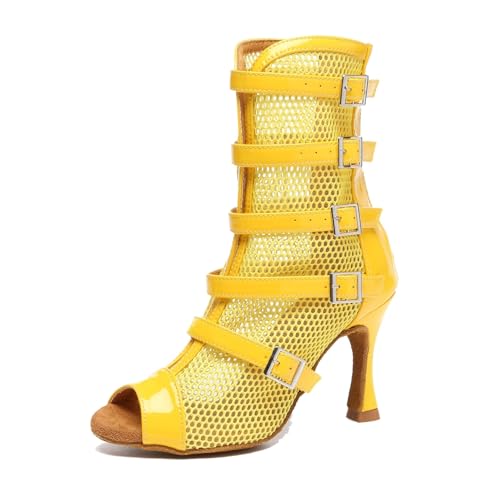 Miyoopark Damen Latein Tanzschuhe mit Reißverschluss Abend Tanzstiefel ZY146 Gelb EU 40 von Miyoopark
