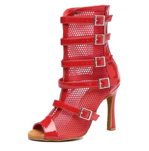 Miyoopark Damen Latein Tanzschuhe mit Reißverschluss Abend Tanzstiefel ZY146 Rot EU 43.5 von Miyoopark