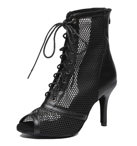 Miyoopark Damen Latein Tanzschuhe mit Reißverschluss Abend Tanzstiefel ZY147 Schwarz EU 36 von Miyoopark