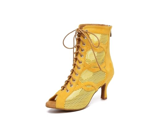 Miyoopark Damen Latein Tanzschuhe mit Reißverschluss Abend Tanzstiefel ZY149 Gelb EU 38.5 von Miyoopark