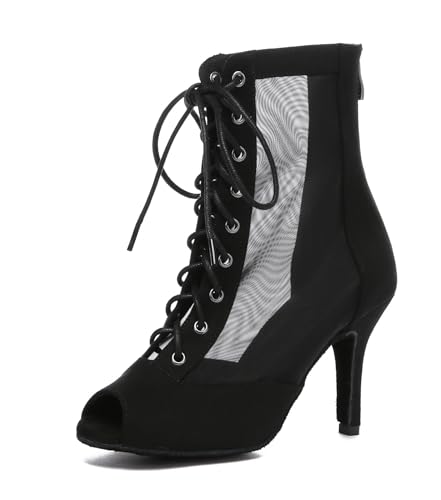 Miyoopark Damen Latein Tanzschuhe mit Reißverschluss Abend Tanzstiefel ZY150 Schwarz EU 34 von Miyoopark