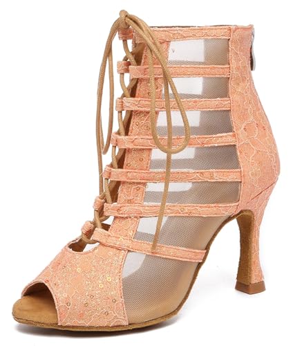 Miyoopark Damen Latein Tanzschuhe mit Reißverschluss Abend Tanzstiefel ZY152 Orange EU 43.5 von Miyoopark