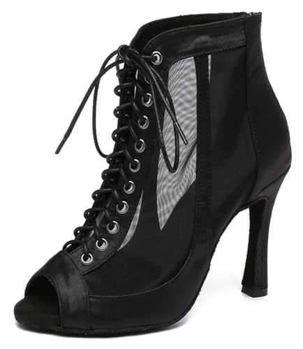 Miyoopark Damen Latein Tanzschuhe mit Reißverschluss Abend Tanzstiefel ZY153 Schwarz EU 40 von Miyoopark