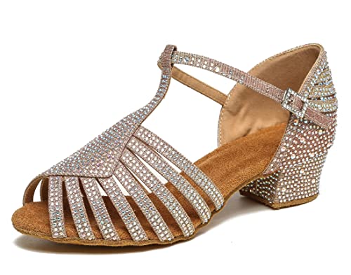 Miyoopark Damen Latein Tanzschuhe mit Strass Braut Hochzeit Party Schuhe L558 Gold 4cm Absatz EU 34.5 von Miyoopark