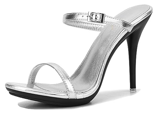 Miyoopark Damen Pantoletten mit Stiletto Hochschuhe Elegant Mule Sandalen Schuhe T38 Silber EU 38 Miyoopark Damen Pantoletten mit Stiletto Hochschuhe Elegant Mule Sandalen Schuhe T38 Silber EU 38 von Miyoopark