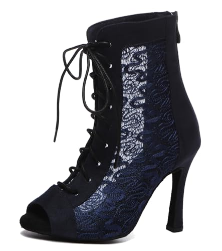 Miyoopark Damen Salsa Latein Tanzschuhe mit Absatz Abend Tanzstiefel Prom Schuhe L546 Blau 10cm Absatz EU 38 von Miyoopark