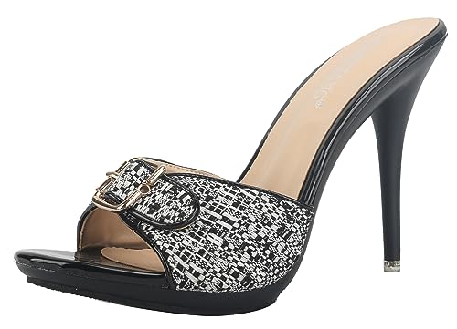 Miyoopark Damen Sexy Pantoletten Schuhe mit Stiletto Sommer Mule Sandalen T13 Check Schwarz EU 41 Miyoopark Damen Sexy Pantoletten Schuhe mit Stiletto Sommer Mule Sandalen T13 Check Schwarz EU 41 von Miyoopark