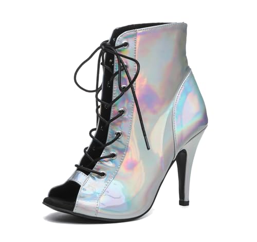 Miyoopark Damen Tango Salsa Schuhe mit Absatz Schnursenkel Tanzen Stiefel L524 Mehrfarbig 8.5cm Absatz EU 39.5 von Miyoopark