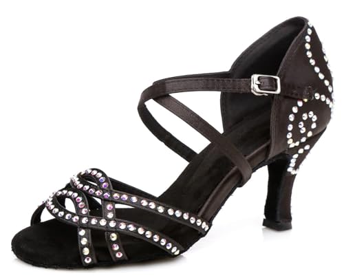 Miyoopark Damen Tanzschuhe Latin Dance Schuhe Fashion Hochzeit Abend Sandalen Schuhe L360 Schwarz 7.5cm Absatz EU 37.5 von Miyoopark
