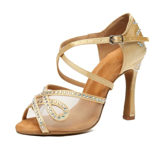 Miyoopark Damen Tanzschuhe Latin Dance Schuhe Fashion Hochzeit Abend Sandalen Schuhe L624 Nackt Gelb 10cm Absatz EU 44 von Miyoopark