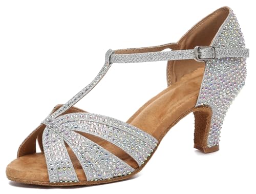 Miyoopark Damen Tanzschuhe mit Absatz Glitzer Hochzeit Abend Sandalen Schuhe L599 Silver 6cm Absatz EU 36 von Miyoopark