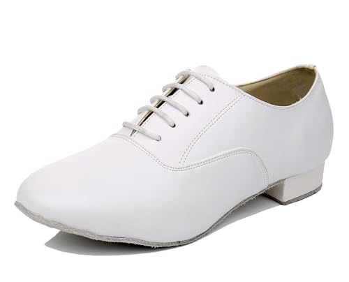 Miyoopark Herren Latein Schuhe 2.5cm Niedriger Absatz Manner Ballsaal Tanzschuhe QRX8002 Weiß EU 44.5 von Miyoopark