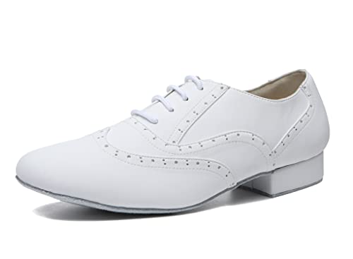 Miyoopark Herren Leder Tanzschuhe Schnürsenkel Latin Tango Tanzen Schuhe L499 Weiß EU 42 von Miyoopark