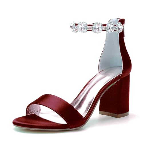 Miyoopark Hoher Absatz Braut Sandalens Damen Abend Sandalen mit Strass M661 Burgund EU 36.5 von Miyoopark