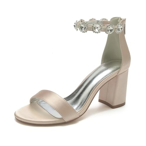 Miyoopark Hoher Absatz Braut Sandalens Damen Abend Sandalen mit Strass M661 Champagner EU 36.5 von Miyoopark