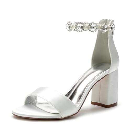 Miyoopark Hoher Absatz Braut Sandalens Damen Abend Sandalen mit Strass M661 Elfenbein EU 38.5 von Miyoopark