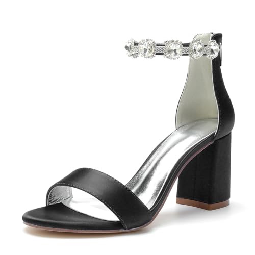 Miyoopark Hoher Absatz Braut Sandalens Damen Abend Sandalen mit Strass M661 Schwarz EU 41 von Miyoopark