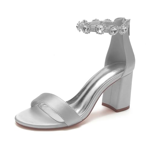 Miyoopark Hoher Absatz Braut Sandalens Damen Abend Sandalen mit Strass M661 Silber EU 37.5 von Miyoopark