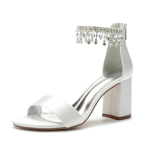 Miyoopark Hoher Absatz Braut Schuhe Damen Ankle Chains Abend Sandalen M660 Elfenbein EU 38.5 von Miyoopark