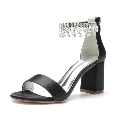 Miyoopark Hoher Absatz Braut Schuhe Damen Ankle Chains Abend Sandalen M660 Schwarz EU 35 von Miyoopark