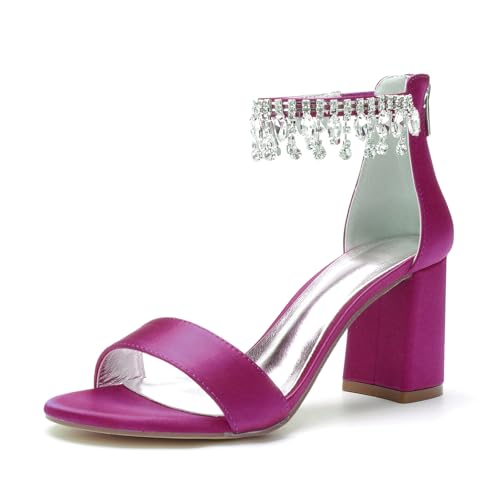 Miyoopark Hoher Absatz Braut Schuhe Damen Ankle Chains Abend Sandalen M660 Violett EU 41.5 von Miyoopark