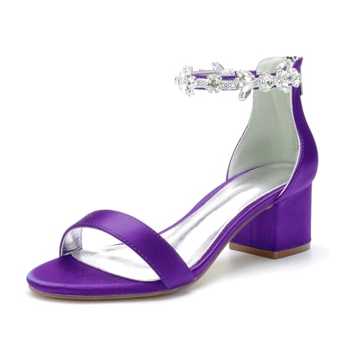 Miyoopark Kleid Schuhe fur Hochzeits Damen Niedriger Absatz Formal Sandalen M655 Dunkelviolett EU 42.5 von Miyoopark