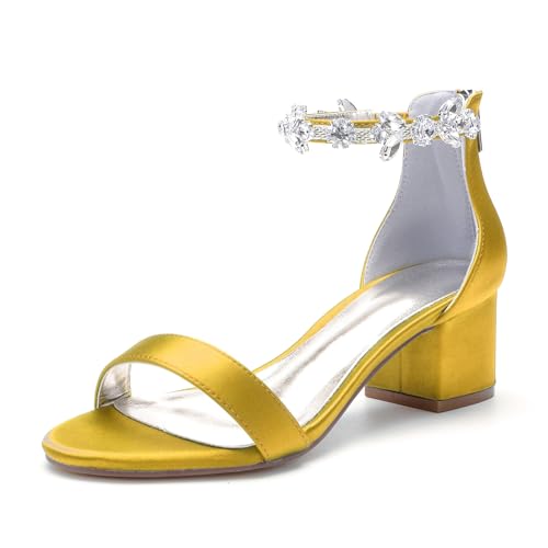 Miyoopark Kleid Schuhe fur Hochzeits Damen Niedriger Absatz Formal Sandalen M655 Gelb EU 40 von Miyoopark