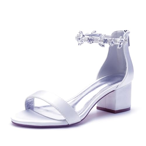 Miyoopark Kleid Schuhe fur Hochzeits Damen Niedriger Absatz Formal Sandalen M655 Weiß EU 41 von Miyoopark