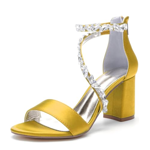 Miyoopark Outdoor Abend Schuhe fur Damen Blockabsatz Hochzeits Sandalen M663 Gelb EU 36.5 von Miyoopark
