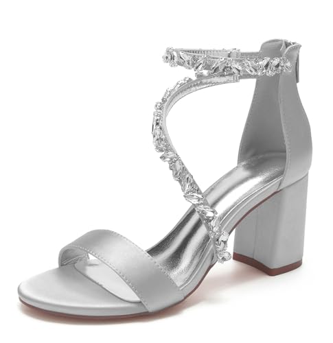Miyoopark Outdoor Abend Schuhe fur Damen Blockabsatz Hochzeits Sandalen M663 Silber EU 40.5 von Miyoopark