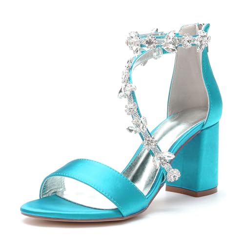 Miyoopark Outdoor Abend Schuhe fur Damen Blockabsatz Hochzeits Sandalen M666 Blau Grun EU 35.5 von Miyoopark