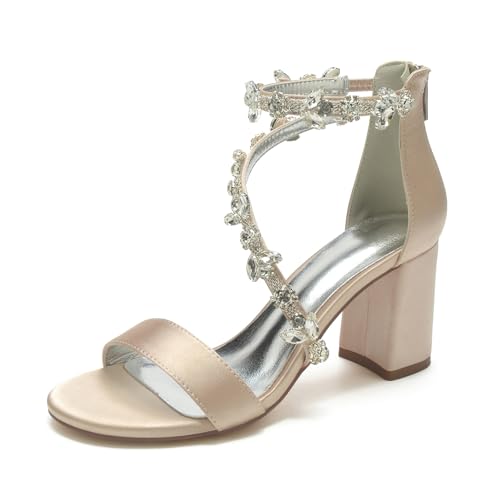 Miyoopark Outdoor Abend Schuhe fur Damen Blockabsatz Hochzeits Sandalen M666 Champagner EU 42.5 von Miyoopark