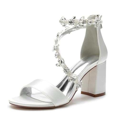 Miyoopark Outdoor Abend Schuhe fur Damen Blockabsatz Hochzeits Sandalen M666 Elfenbein EU 38 von Miyoopark