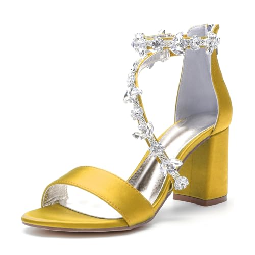 Miyoopark Outdoor Abend Schuhe fur Damen Blockabsatz Hochzeits Sandalen M666 Gelb EU 41.5 von Miyoopark