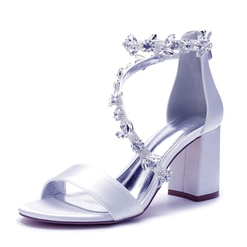 Miyoopark Outdoor Abend Schuhe fur Damen Blockabsatz Hochzeits Sandalen M666 Weiß EU 39.5 von Miyoopark