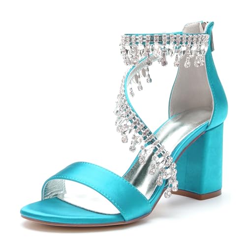 Miyoopark Outdoor Abend Schuhe fur Damen Blockabsatz Hochzeits Sandalen M667 Blau Grun EU 41.5 von Miyoopark