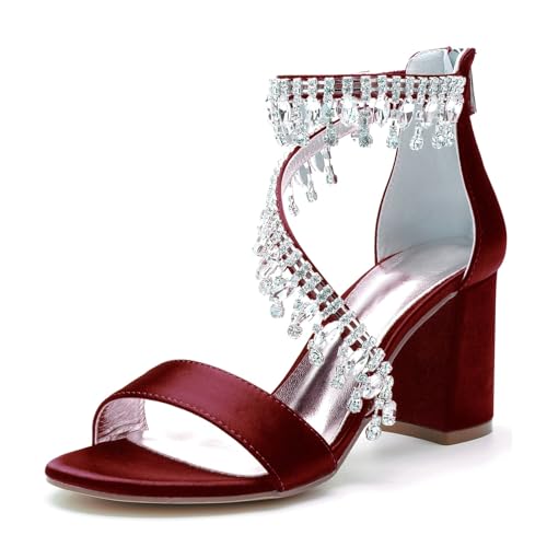 Miyoopark Outdoor Abend Schuhe fur Damen Blockabsatz Hochzeits Sandalen M667 Burgund EU 36.5 von Miyoopark