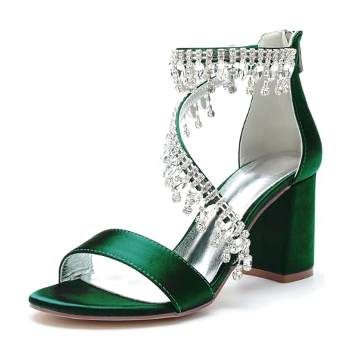 Miyoopark Outdoor Abend Schuhe fur Damen Blockabsatz Hochzeits Sandalen M667 Dunkelgrun EU 38.5 von Miyoopark