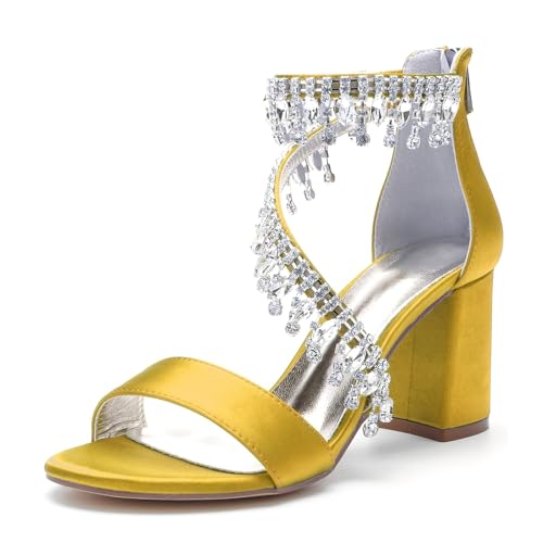 Miyoopark Outdoor Abend Schuhe fur Damen Blockabsatz Hochzeits Sandalen M667 Gelb EU 36.5 von Miyoopark