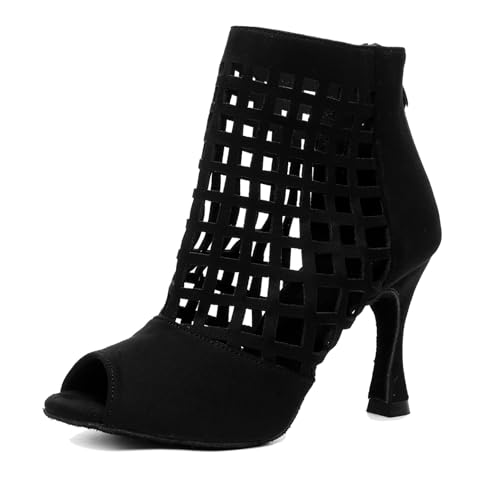 Miyoopark Tanzschuhe fur Damen Latein Bequem Abend Party Stiefel Sandalen L501 Schwarz 9cm Absatz EU 43 von Miyoopark