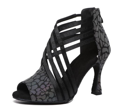 Miyoopark Tanzschuhe fur Damen Latein Bequem Abend Party Stiefel Sandalen L569 Steinmuster 9cm Absatz EU 39 von Miyoopark
