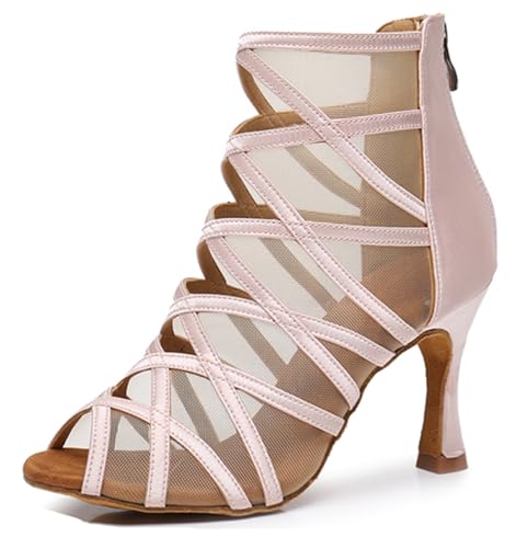 Miyoopark Tanzschuhe fur Damen Latein Bequem Abend Party Stiefel Sandalen X3204 Rosa 9cm Absatz EU 38.5 von Miyoopark